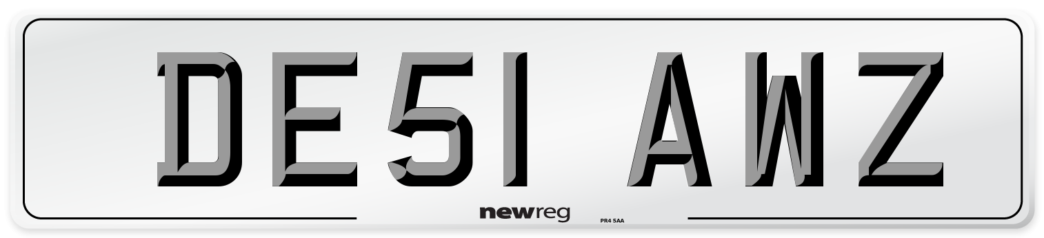 DE51 AWZ Number Plate from New Reg
